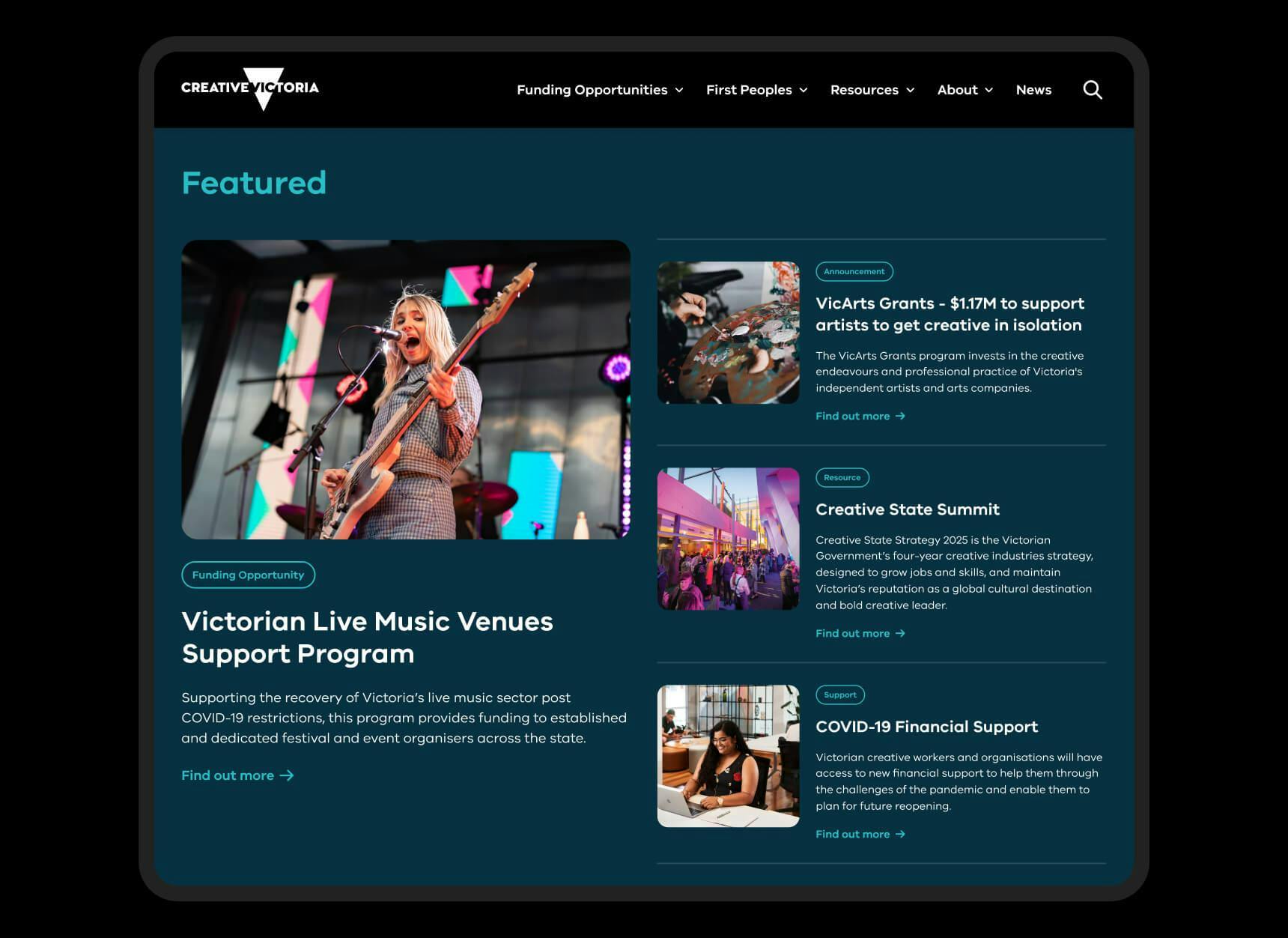 Creative Vic Home Page Featured News